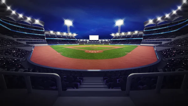 Visão geral da arena de beisebol com espectadores — Fotografia de Stock
