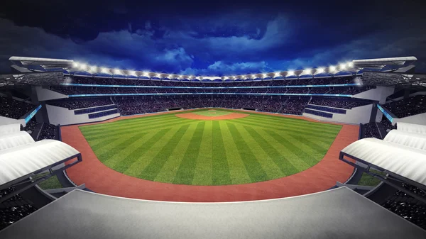 Amazing baseball stadium with fans under roof — Stock Photo, Image