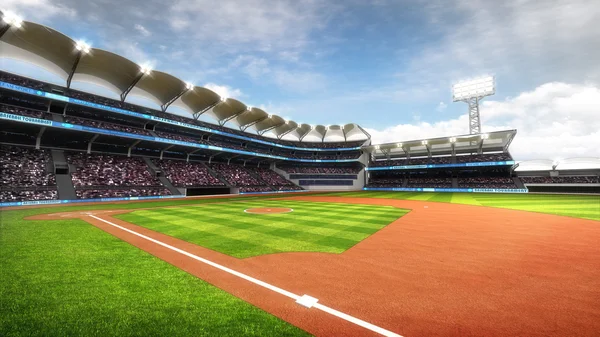 Gün ışığı, hayranları ile güneşli Beyzbol Stadyumu — Stok fotoğraf