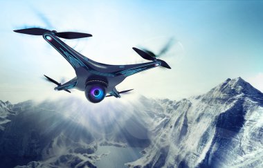 buzul rocky Dağları üzerinde uçan kamera dron