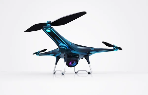 Geïsoleerde moderne camera drone op wit — Stockfoto