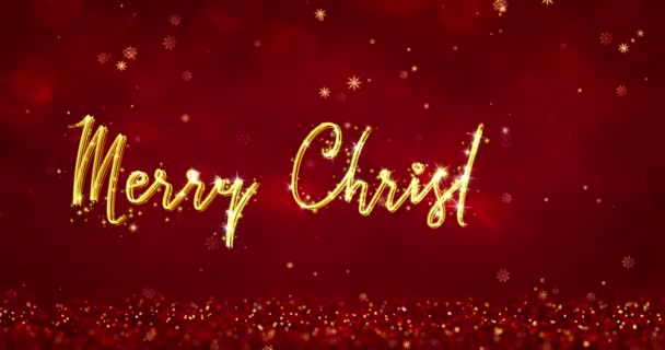 Vrolijk Kerstfeest Handgeschreven Tekst Met Goud Glinsterende Deeltjes Kerst Opening — Stockvideo