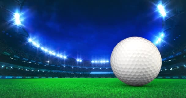 Modern Golf Resort Shining Lights Ball Motion Grass Course Professional — Stock Video