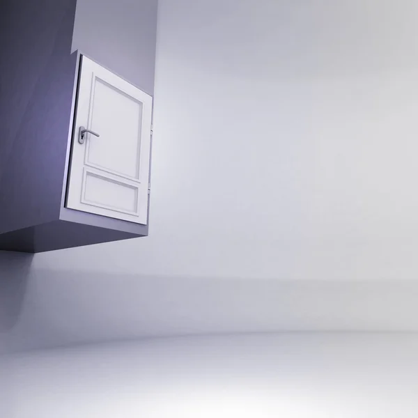 Conceptual space with closed door in height — Stock Photo, Image