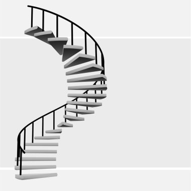 isolated circular staircase with black handrail vector clipart