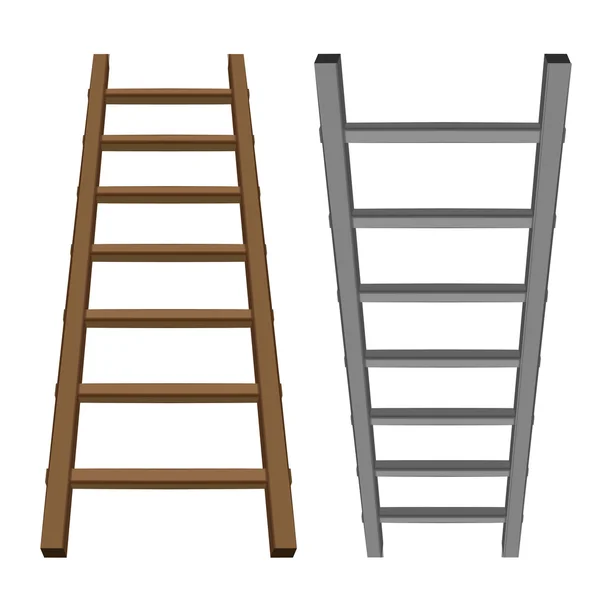 Ferramenta de objeto escada isolado de madeira e metálico — Vetor de Stock