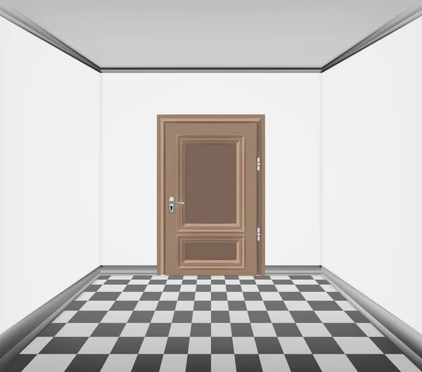 Enkelt rum stängd dörr och kollade stenlagda golv — Stock vektor