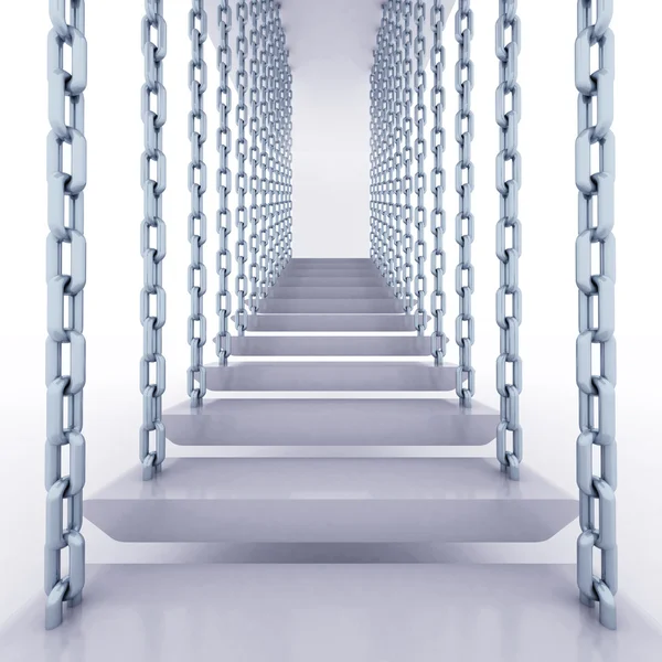 Chain hanged staircase steps to go up — Stock Photo, Image