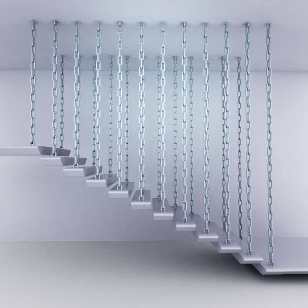 Kette aufgehängte Treppe Stufen Seitenansicht — Stockfoto