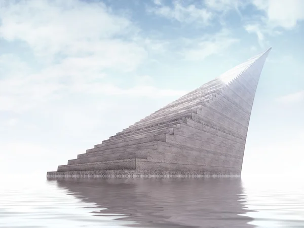 Unendliches Treppendenkmal erhebt sich aus dem Wasser — Stockfoto