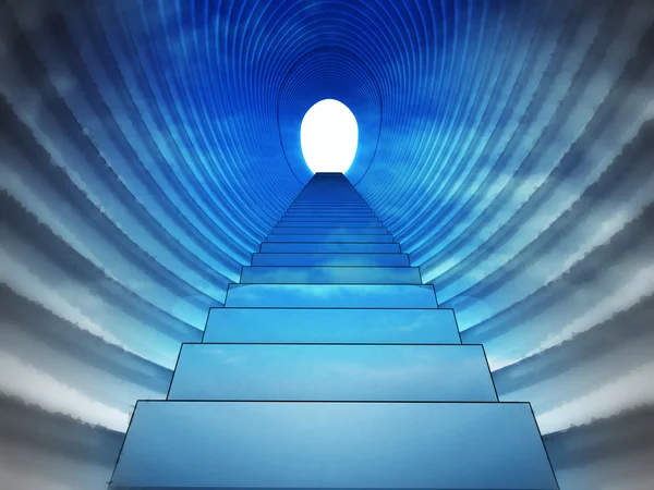 Treppenhaus in ovaler Form in blauem Himmel — Stockfoto