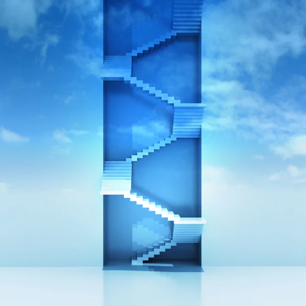 Staircase vertical construction leading to sky background — Stock Photo, Image