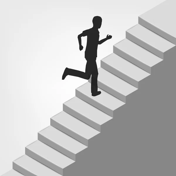 Homme courant sur l'escalier en diagonale — Image vectorielle