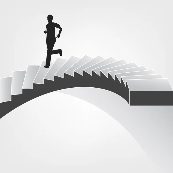 Hombre corriendo por una escalera de caracol — Vector de stock