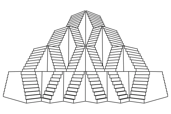 Pyramide Entwurf Konstruktionslinie Zeichnung — Stockvektor