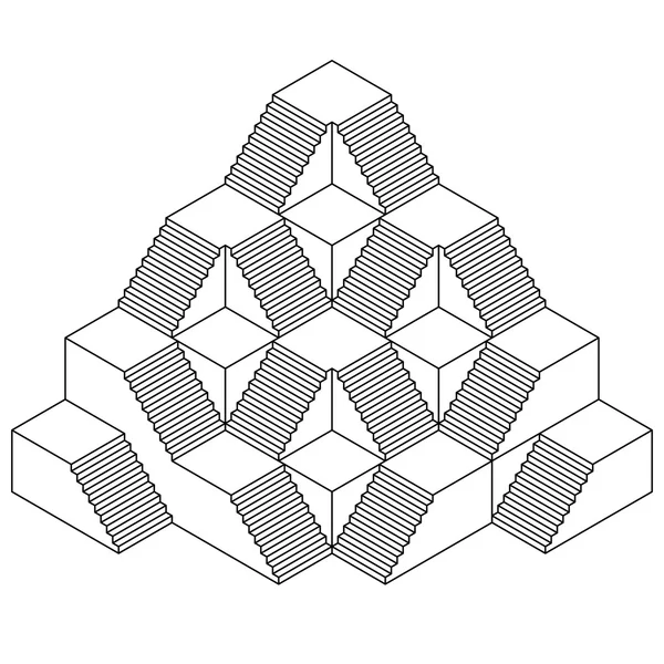 Desenho de linha de construção de escada de pirâmide — Vetor de Stock