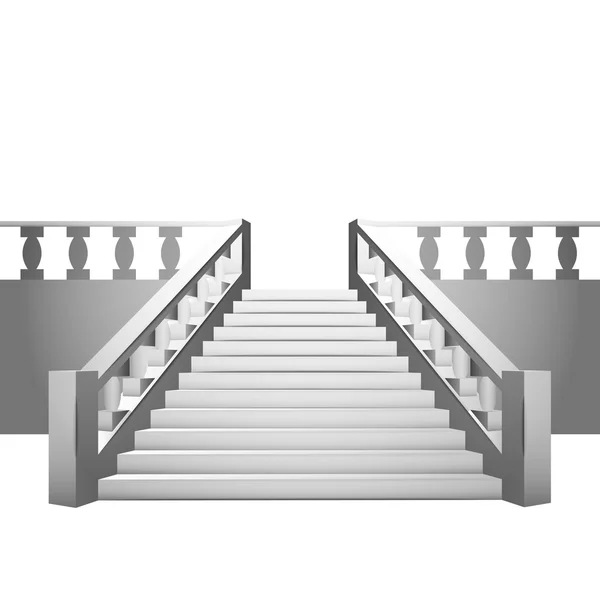 Escalera barroca con balaustrada sobre fondo blanco — Vector de stock