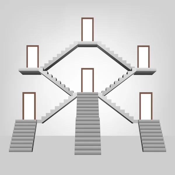 Construction d'escaliers avec concept de gabarit de portes — Image vectorielle