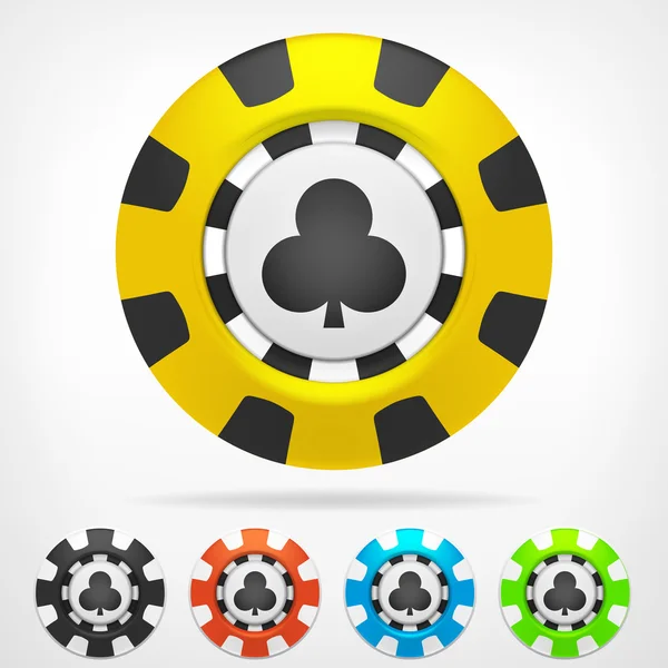 Clubs poker chip set 3D objeto aislado — Vector de stock