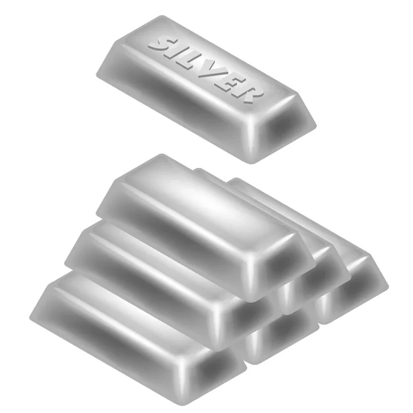 Silver bar pyramid 3D design isolated — Stock vektor