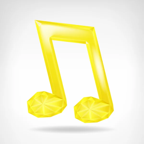 Goldene Musik kristalline Note 3D-Symbol isoliert — Stockvektor