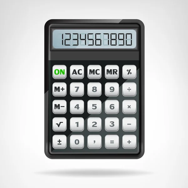 Duży okrągły czarny kalkulator na białym tle obiekt wektor — Wektor stockowy