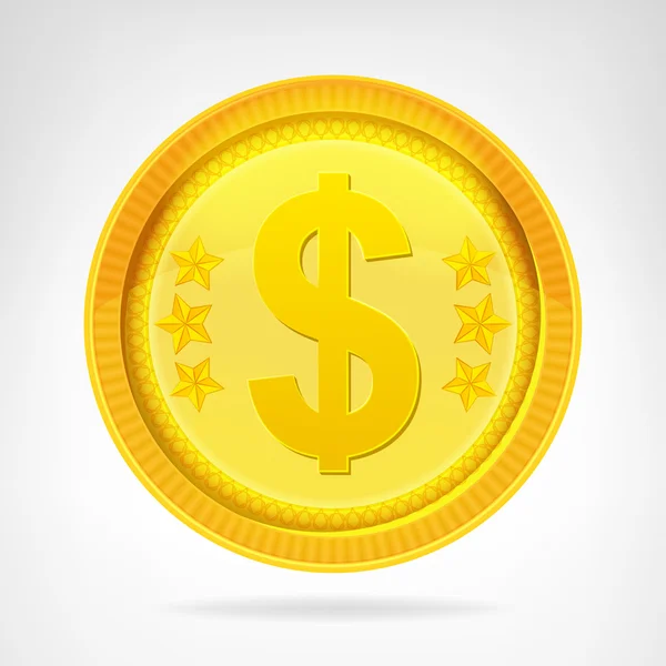 Dollar-Münze Goldwährungsobjekt isoliert — Stockvektor