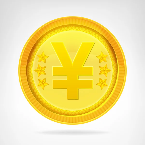 Yen moneta d'oro oggetto moneta isolata — Vettoriale Stock