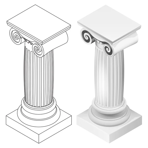 Ionische kolom stijl isometrische weergave geïsoleerd — Stockvector