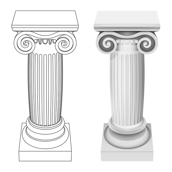 Colonne ionique style perspective vue isolé — Image vectorielle