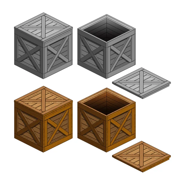 Caja de cajas colección de objetos aislados — Vector de stock