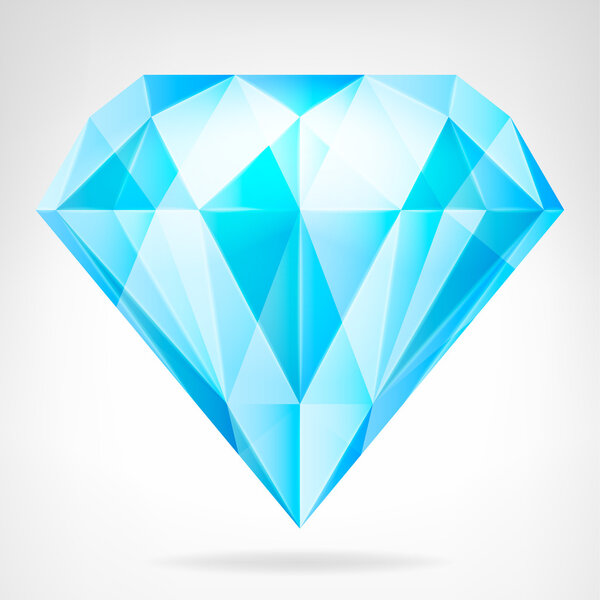 blue clear diamond side view vector