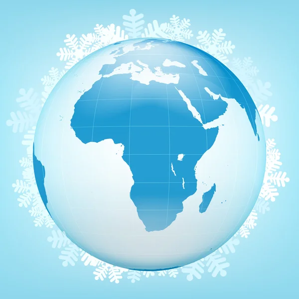 Asia globe view in winter season vector — Stock Vector