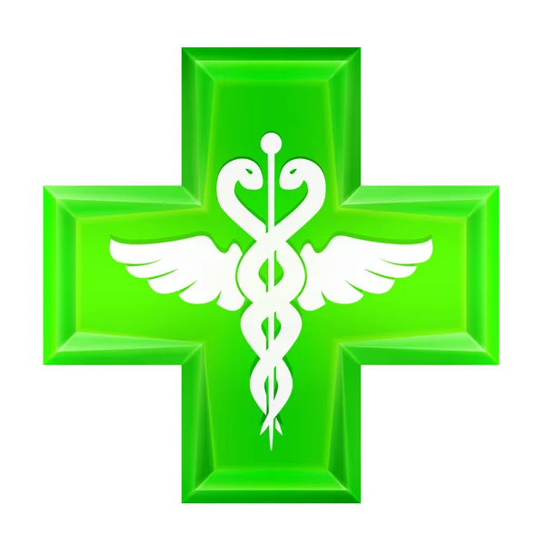 Icona croce salute verde isolato — Vettoriale Stock