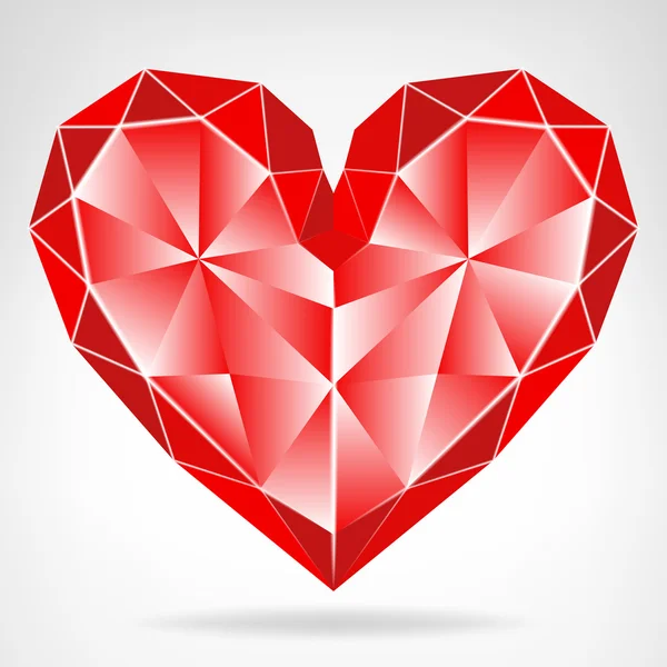 Diamant rouge coeur icône isolé vecteur — Image vectorielle