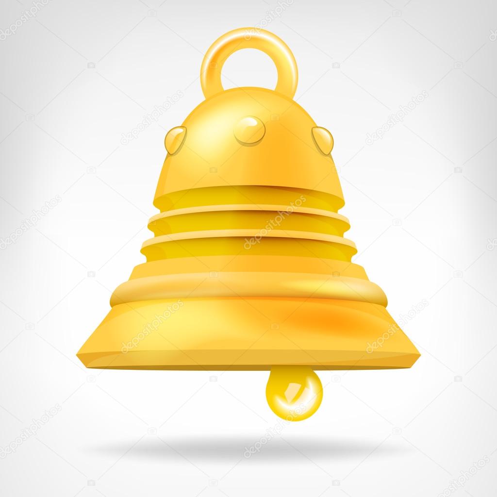 golden bell 3D object isolated on white