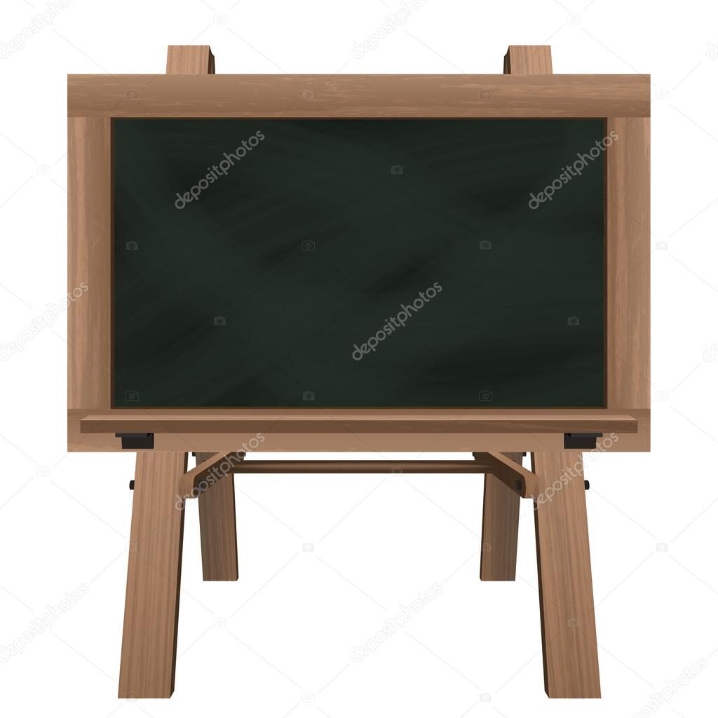 wide blackboard on stand object isolated