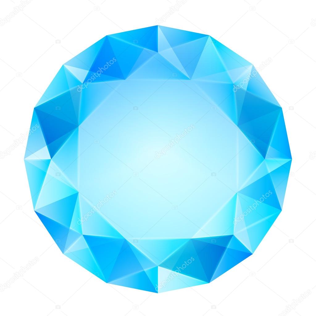 blue clear diamond top view vector