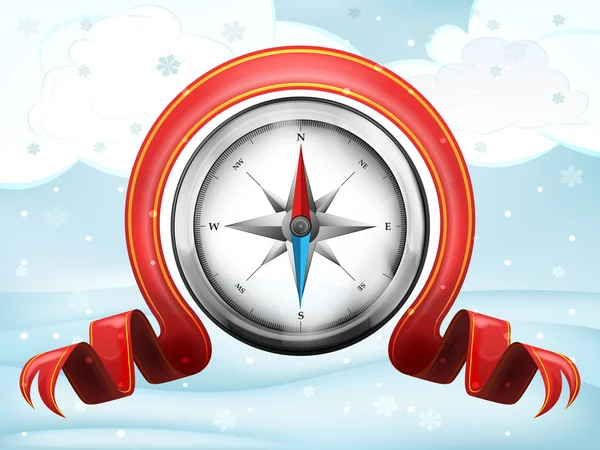 Kompass-Navigation mit Weihnachtsbogen — Stockvektor