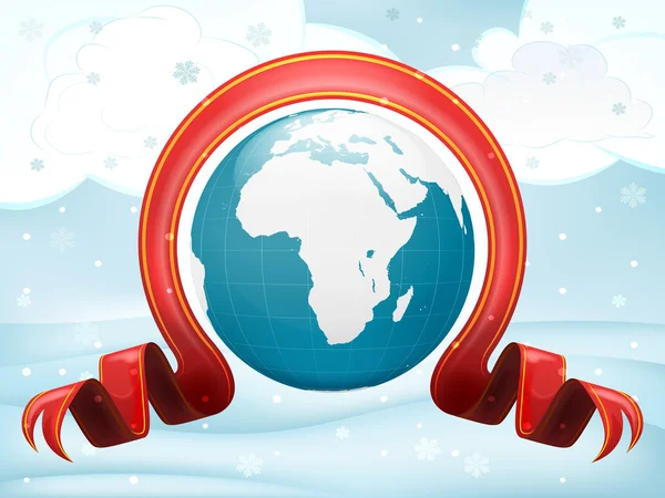 Africa globo con arco de Navidad — Vector de stock