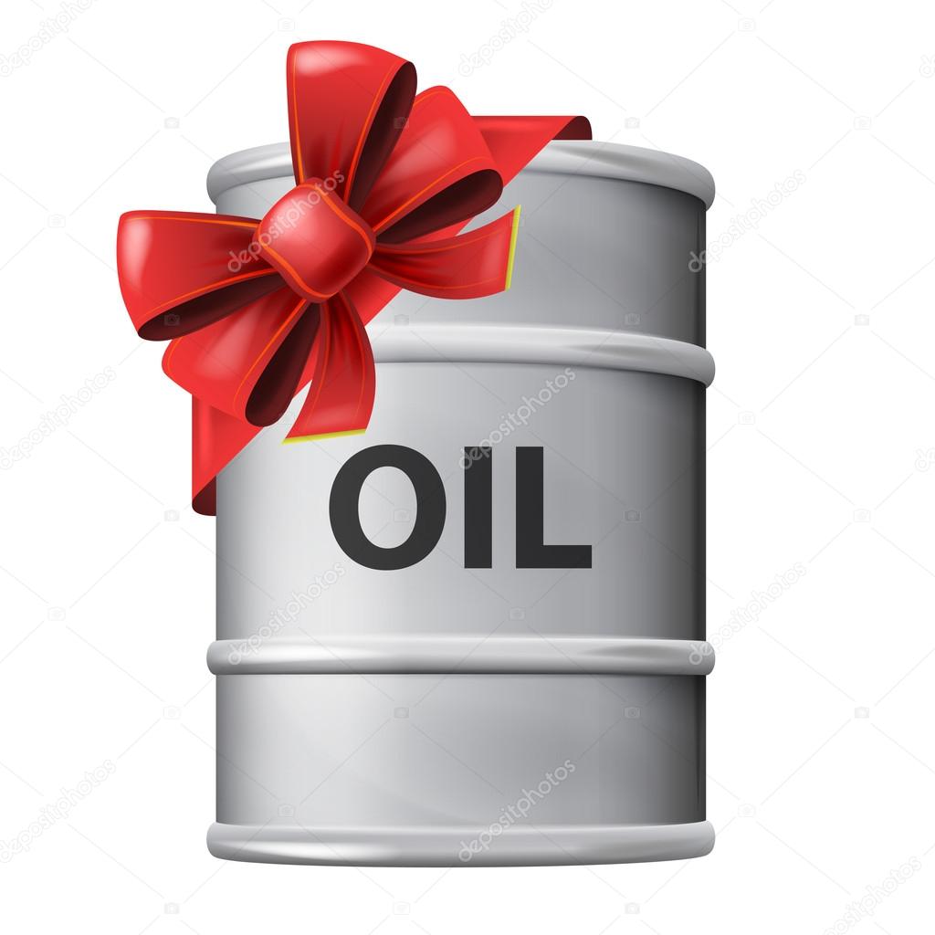 Fuel barrel with red festive bow
