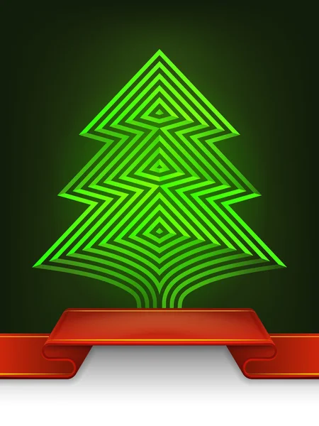 Abstracto árbol de navidad diseño rayas composición — Vector de stock