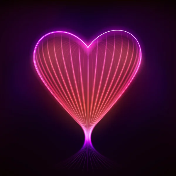 Neon rosa röda hjärta love symbol grafisk design — Stock vektor