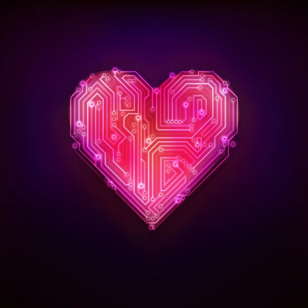 Röd tech struktur design som kärlek och hjärtat symbol moderna grafiska — Stock vektor