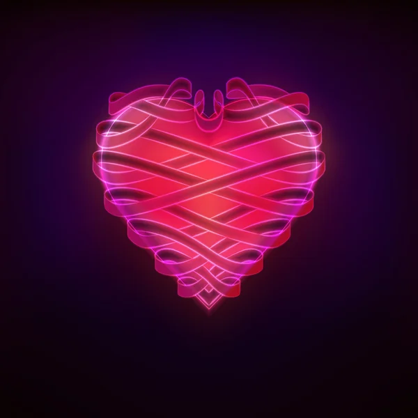 Símbolo del corazón diseñado en el estilo moderno líneas brillantes — Vector de stock