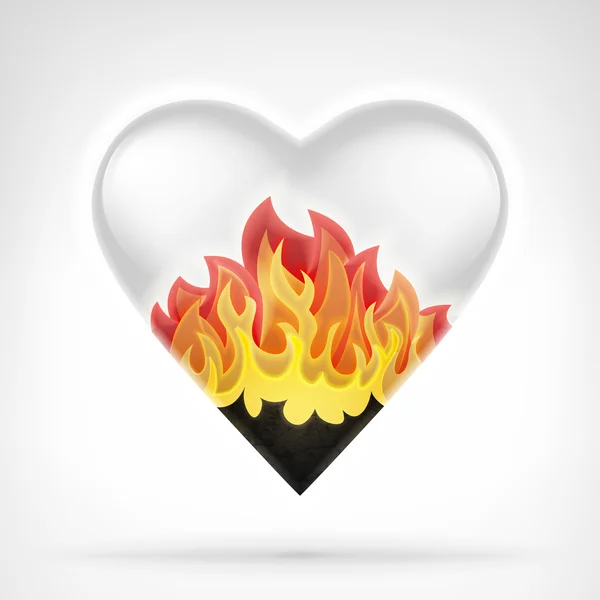 Burning love concept as heart shape — Stock Vector