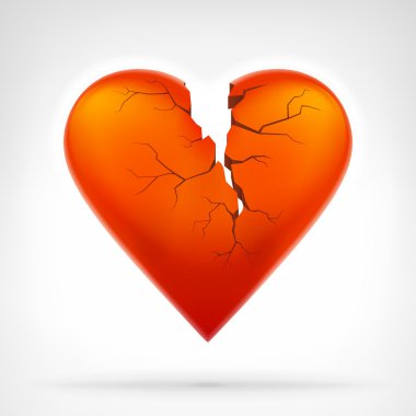 Red heart with cleft heart attack clipart