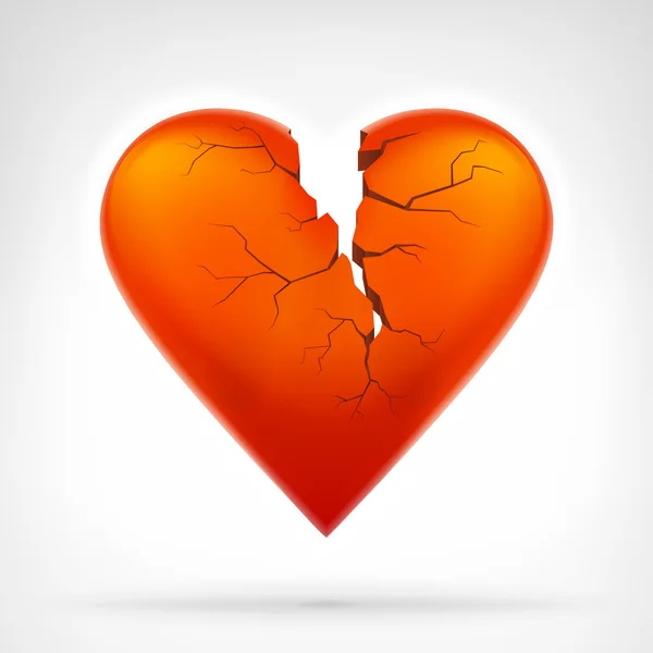 Rood hart met gespleten hartaanval — Stockvector