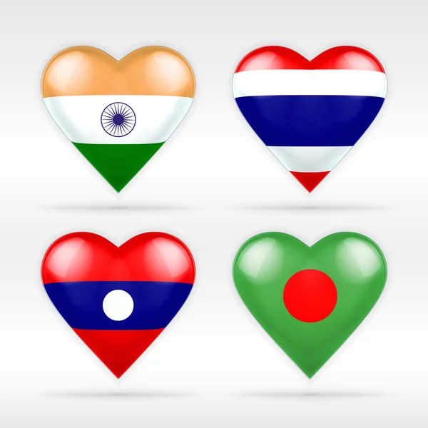 Banderas de India, Tailandia, Laos y Bangladesh — Vector de stock