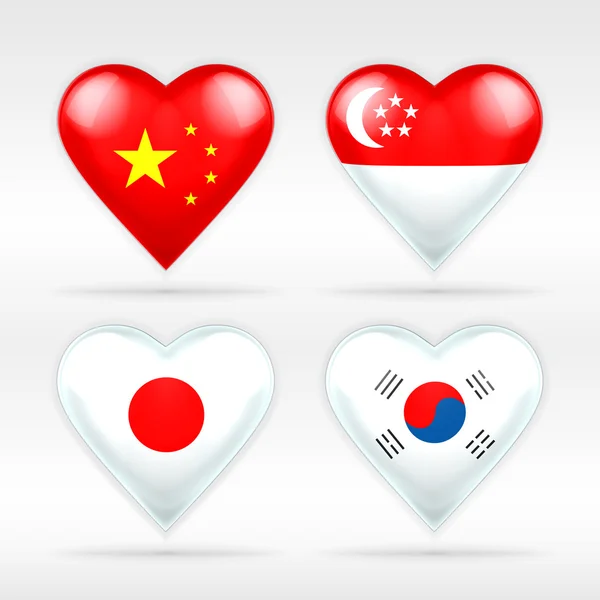 Čína, Singapur, Japonsko a Jižní Korea příznaky — Stockový vektor